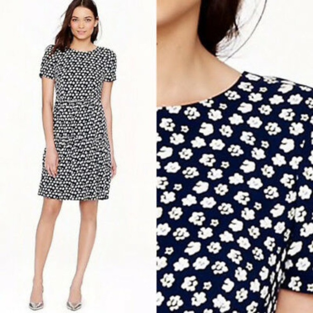 J. Crew Navy Blurred Floral Dress, 00